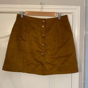 Brown suede mini skirt